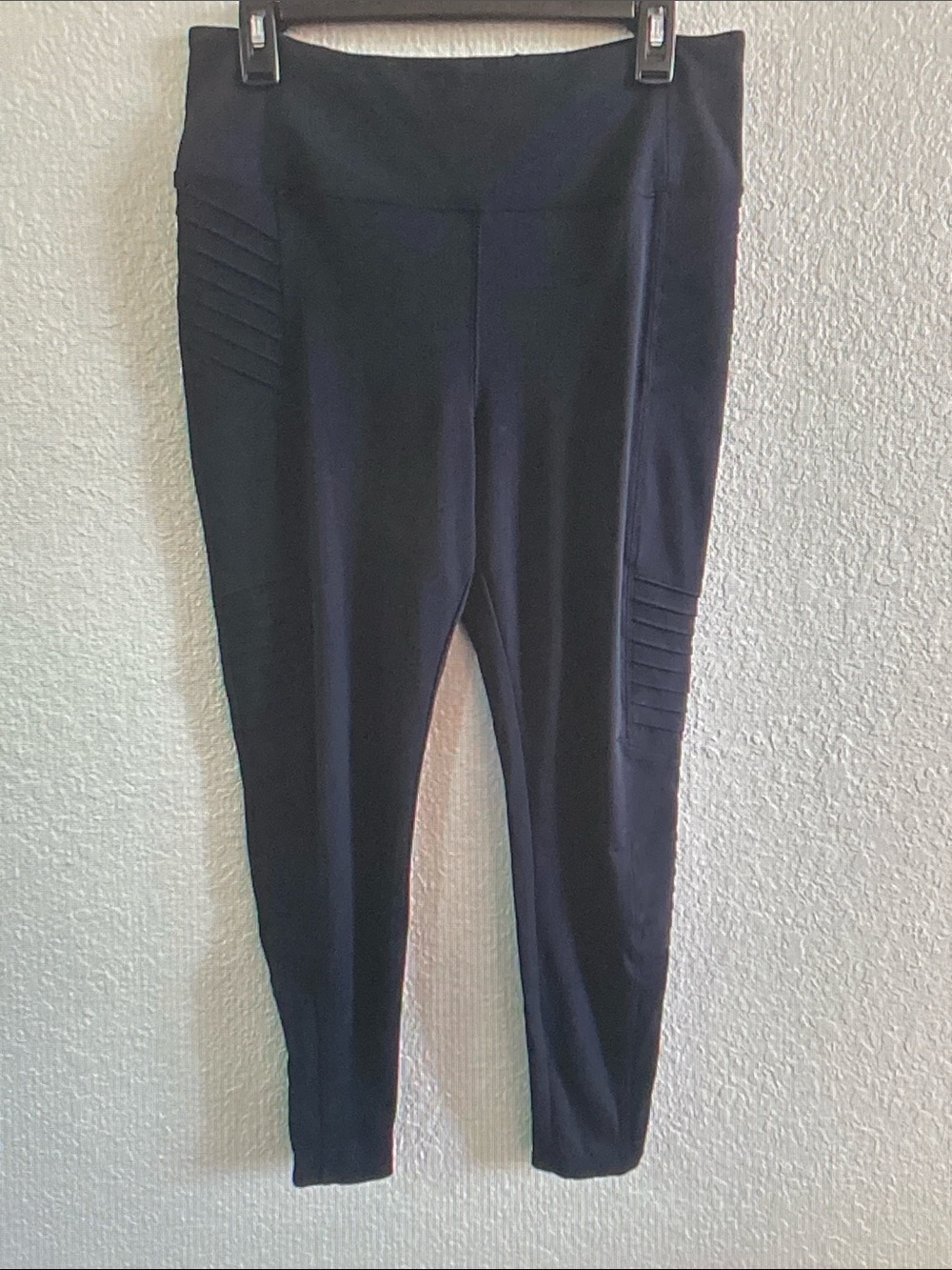 Athleta Navy High-Rise Ribbed Panel Leggings